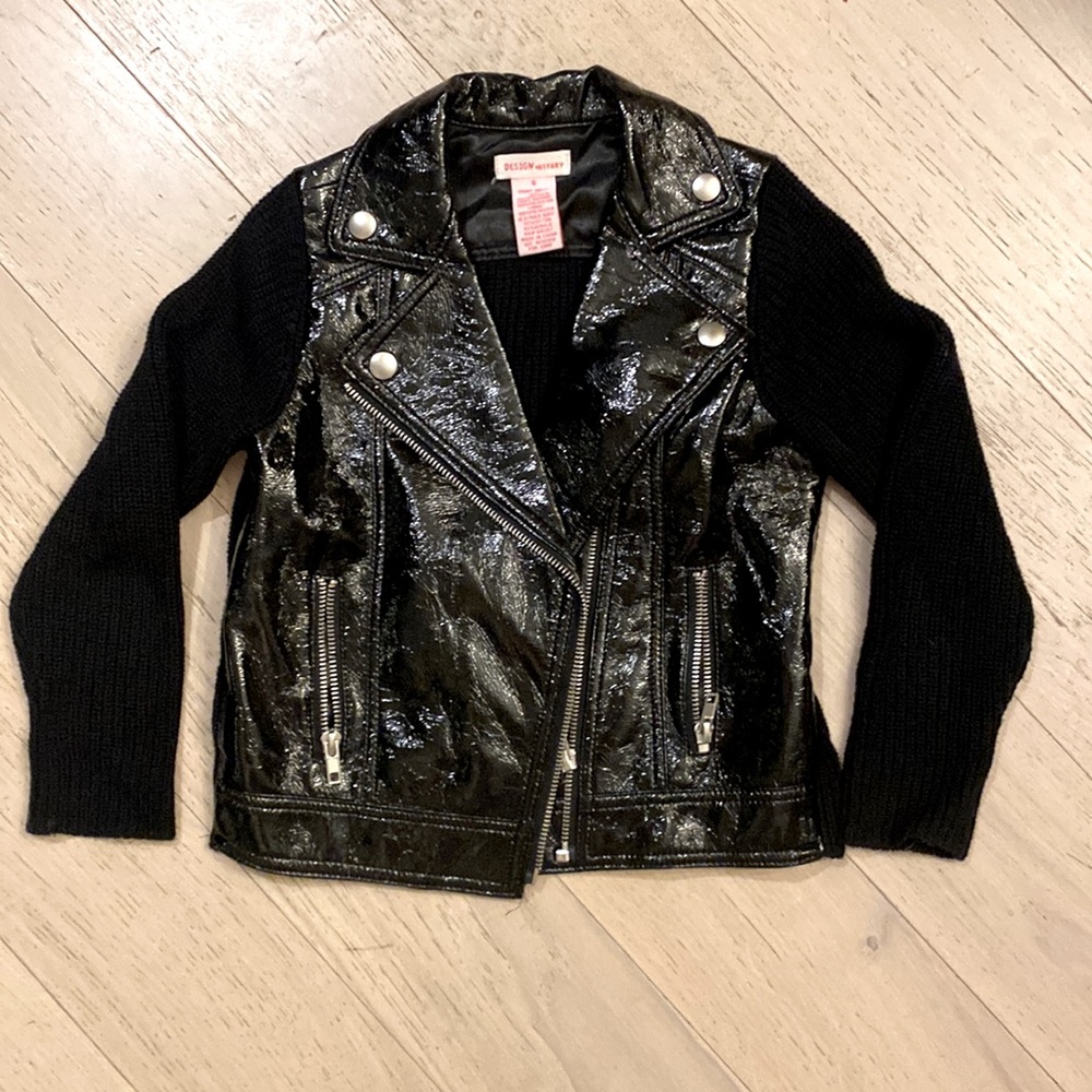Design history faux leather biker shacket 6